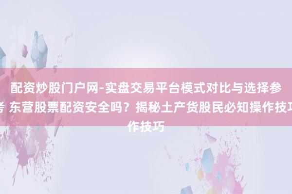配资炒股门户网-实盘交易平台模式对比与选择参考 东营股票配资安全吗?揭秘土产货股民必知操作技巧